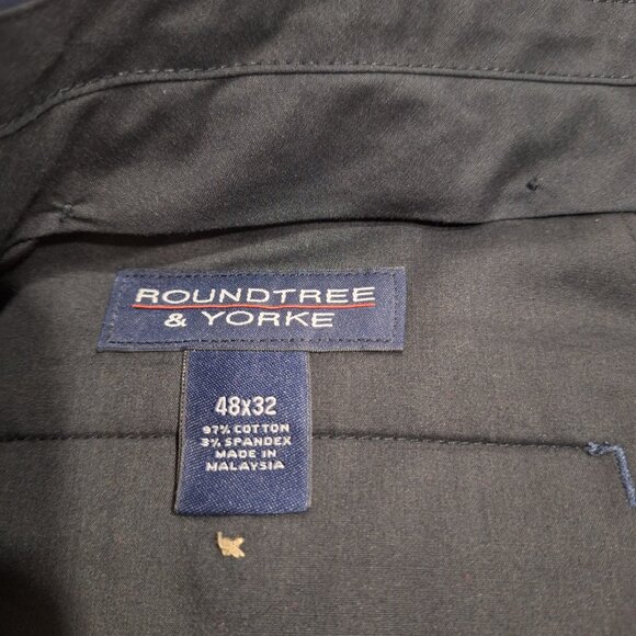 Roundtree & Yorke Big & Tall Work Slacks Navy Blue Khakis - Picture 9 of 11
